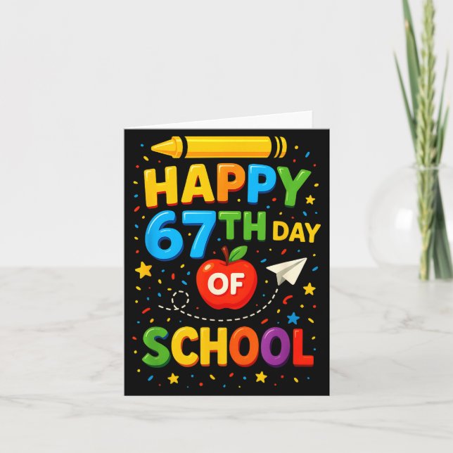 Happy 67th Day Of School Funny Teacher Student Mem Karte (Vorderseite)