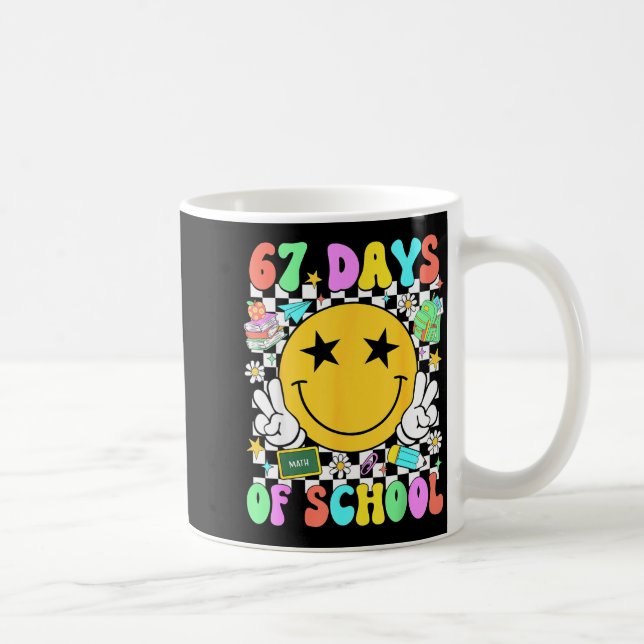 Happy 67th Day Of School Vibes Smile Face 67 Days  Kaffeetasse (Rechts)