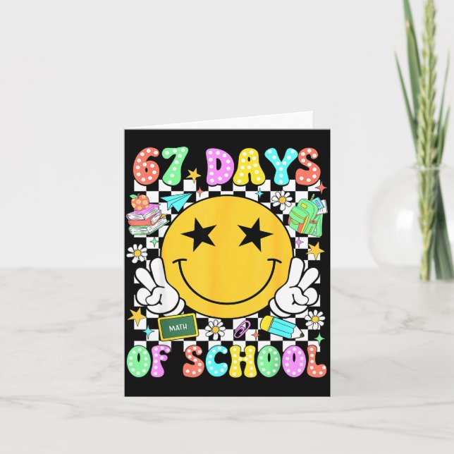 Happy 67th Day Of School Vibes Smile Face 67 Days  Karte (Vorderseite)