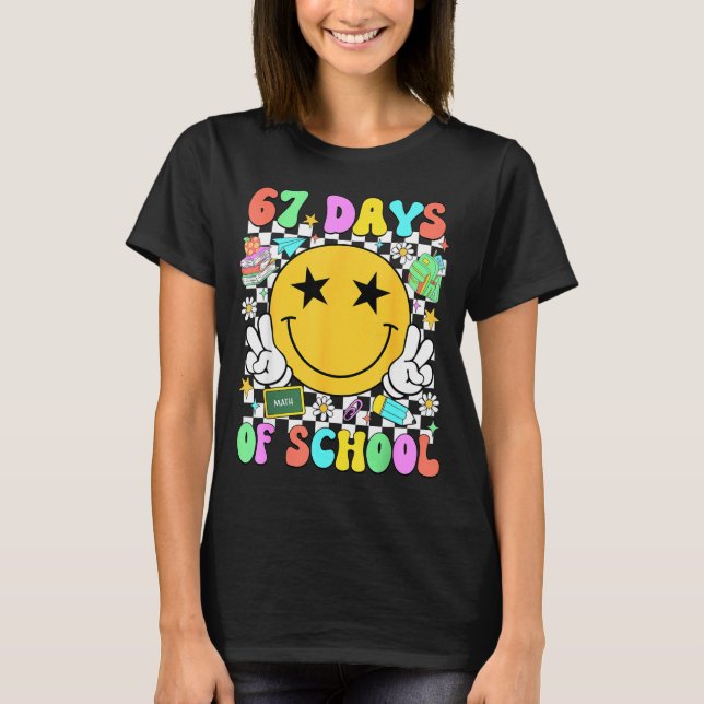 Happy 67th Day Of School Vibes Smile Face 67 Days  T-Shirt (Vorderseite)
