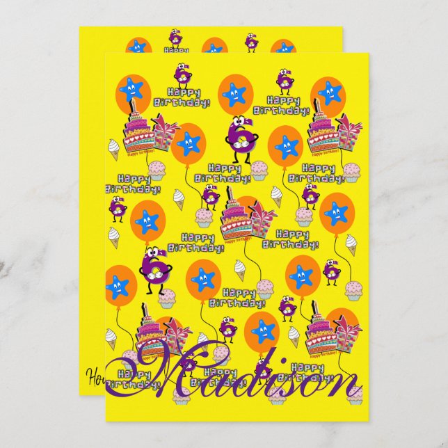 Happy 6. Geburtstag Einladung Geburtstag #6 (Vorne/Hinten)