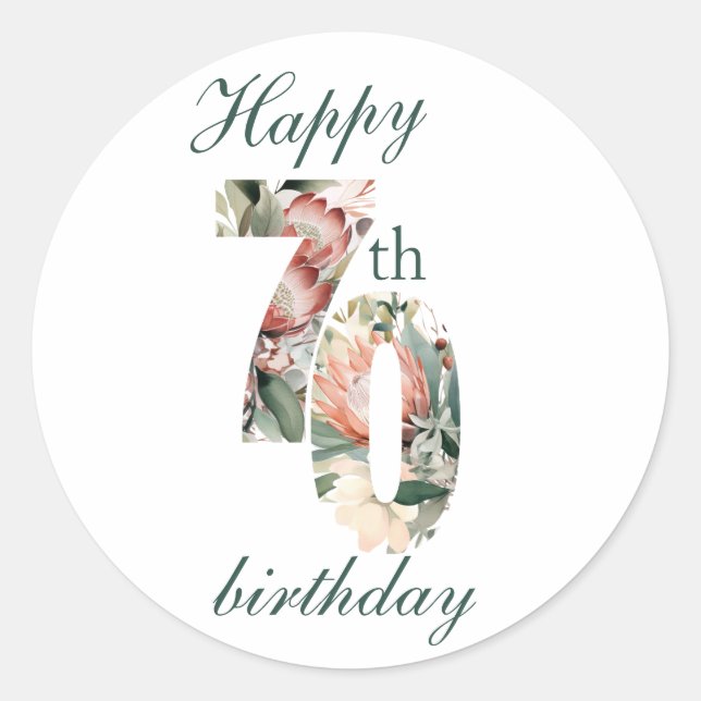 Happy 70. Round Aufkleber (Vorderseite)
