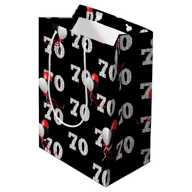Happy 70th Birthday Balloons Medium Cadeau Sac (Dos Angle)