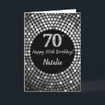 Happy 70th Birthday Black and Silver Glitter Card Karte<br><div class="desc">Happy 70th Birthday Black and Silver Glitter Card with personalized name. For further customization,  please click the "Customize it" button and use our design tool to modify this template.</div>