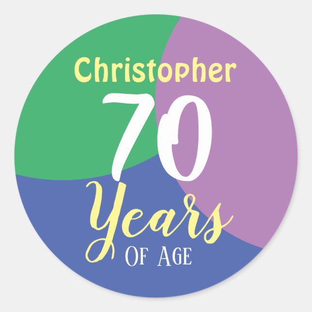 Happy 70th Birthday Classic Round Sticker (Devant)