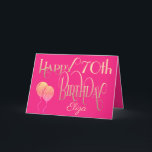 Happy 70th Birthday Name Decorative Script Gold Karte<br><div class="desc">Ein Design dekorativer Schriften in Gold auf einem heißen rosa Hintergrund, um einen glücklichen 70. Geburtstag zu wünschen. Glücklich Geburtstag ist Set in einem verzierten Skript, und das Alter ist in einer koordinierenden Schrift mit dem Namen in Skript am unteren Rand. Personalisieren Sie den Namen und die Wörter ganz einfach...</div>