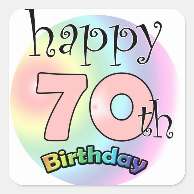 Happy 70th Birthday (roze) Quadratischer Aufkleber (Vorderseite)