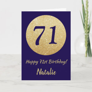 Happy 71. Geburtstag Navy Blue und Gold Glitzer Karte