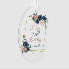 Happy 75. Geburtstag Grandma Gold geometrische Rah Ornament