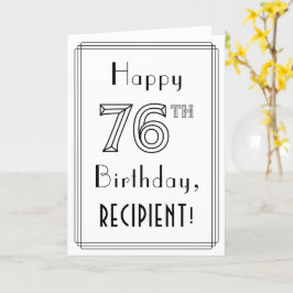 Happy 76th Birthday, Art Deco Style w/ Custom Name Karte