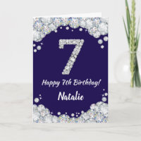 Happy 7. Geburtstag Navy Blue und Silver Glitzer