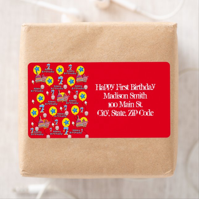 Happy 7th Birthday Address Labels, Red (Insitu)