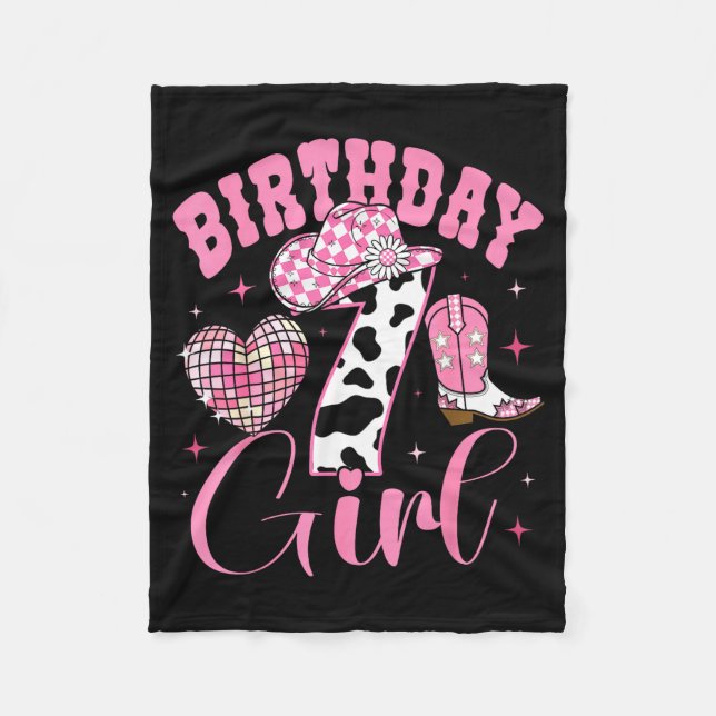 Happy 7th Birthday Girl Outfit Rodeo Western Cowgi Fleecedecke (Vorderseite)