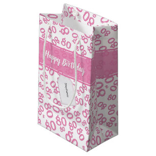 Happy 80. Geburtstag Pink und White Number Pattern Kleine Geschenktüte