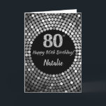 Happy 80. Geburtstagskarte Black and Silver Glitze Karte<br><div class="desc">Happy 80. Geburtstag Black and Silver Glitzer Card mit personalisiertem Namen.Für weitere Anpassungen klicken Sie bitte auf die Schaltfläche "Anpassen" und verwenden Sie unser Designwerkzeug,  um diese Vorlage zu ändern.</div>