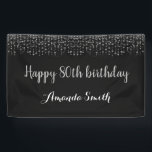 Happy 80th Birthday Banner. Black Silver Glitter Banner<br><div class="desc">Happy 80th Birthday Banner for women or man. Black and Silver Glitter Birthday Party Banner. Silver Glitter Confetti. Black and White Stripes. Printable Digital. For further customization,  please click the "Customize it" button and use our design tool to modify this template.</div>