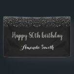 Happy 80th Birthday Banner. Black Silver Glitter Banner<br><div class="desc">Happy 80th Birthday Banner for women or man. Black and Silver Glitter Birthday Party Banner. Silver Glitter Confetti. Black and White Stripes. Printable Digital. For further customization,  please click the "Customize it" button and use our design tool to modify this template.</div>