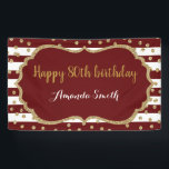 Happy 80th Birthday Banner Burgundy Gold Glitter<br><div class="desc">Happy 80th Birthday Banner for women or man. Burgundy und Gold Birthday Party Banner. Gold Glitter Confetti. Burgundy und White Stripes. Vorzügliche Digital. For further customization,  please click the "Customize it" button and use our design tool to modify this template.</div>
