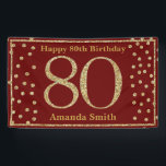 Happy 80th Birthday Banner Burgundy Red Gold<br><div class="desc">Happy 80th Birthday Banner Burgundy Red and Gold Glitter Confetti. Printable Digital. For further customization,  please click the "Customize it" button and use our design tool to modify this template.</div>