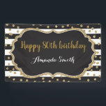 Happy 80th Birthday Banner. Gold Glitter Confetti Banner<br><div class="desc">Happy 80th Birthday Banner for women or man. Black and Gold Birthday Party Banner. Gold Glitter Confetti. Black and White Stripes. Printable Digital. For further customization,  please click the "Customize it" button and use our design tool to modify this template.</div>