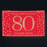 Happy 80th Birthday Banner Red and Gold Glitter<br><div class="desc">Happy 80th Birthday Banner Red and Gold Glitter Confetti. Printable Digital. For further customization,  please click the "Customize it" button and use our design tool to modify this template.</div>