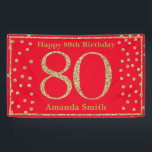 Happy 80th Birthday Banner Red and Gold Glitter<br><div class="desc">Happy 80th Birthday Banner Red and Gold Glitter Confetti. Printable Digital. For further customization,  please click the "Customize it" button and use our design tool to modify this template.</div>