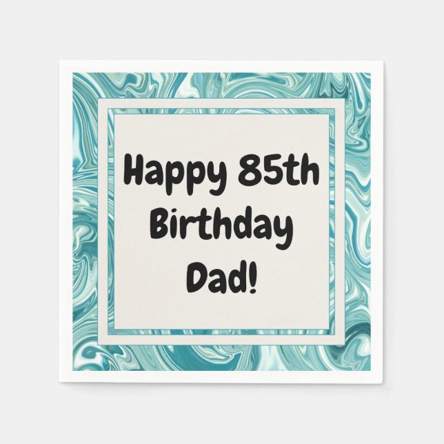 Happy 85. Geburtstag Personalize Blue Liquid Marmo Serviette (Vorderseite)