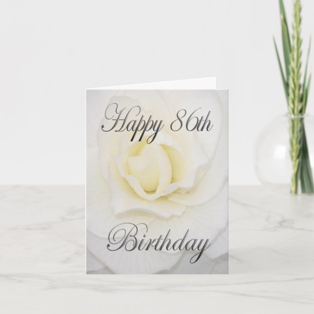 Happy 86. Geburtstag Weiße Blume Karte (Vorderseite)
