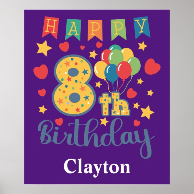 Happy 8. Geburtstagspopster Poster (Vorne)