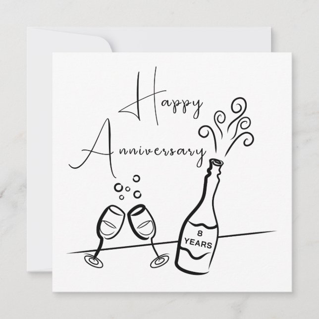 Happy 8. Jubiläum Champagne Celebration Card Karte (Vorderseite)
