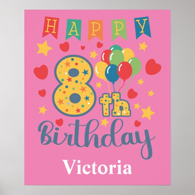 Happy 8th Birthday Poster (Devant)