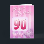 Happy 90. Geburtstag Grand Mother Great-Aunt Mum Karte<br><div class="desc">Grußseite 1: Herzlichen Glückwunsch zu Ihrem Geburtstag. Grußseite 2: Denken Sie an Sie mit Liebe an Ihren Geburtstag und wünschen Ihnen alles,  was Ihnen heute und immer Freude und Glück bringt.</div>