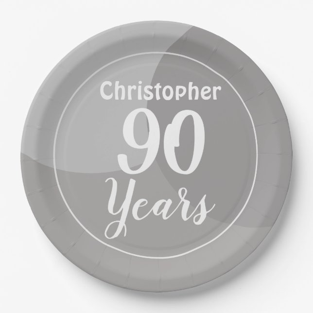 Happy 90. Geburtstagspult Pappteller (Vorderseite)
