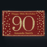 Happy 90th Birthday Banner Burgundy Red Gold<br><div class="desc">Happy 90th Birthday Banner Burgundy Red and Gold Glitter Confetti. Vorzügliche Digital. For further customization,  please click the "Customize it" button and use our design tool to modify this template.</div>
