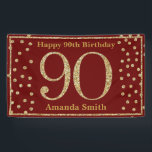 Happy 90th Birthday Banner Burgundy Red Gold<br><div class="desc">Happy 90th Birthday Banner Burgundy Red and Gold Glitter Confetti. Vorzügliche Digital. For further customization,  please click the "Customize it" button and use our design tool to modify this template.</div>