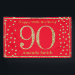 Happy 90th Birthday Banner Red and Gold Glitter<br><div class="desc">Happy 90th Birthday Banner Red and Gold Glitter Confetti. Vorzügliche Digital. For further customization,  please click the "Customize it" button and use our design tool to modify this template.</div>