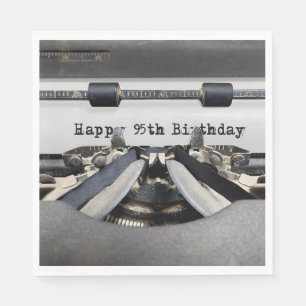 Happy 95. Geburtstag Retro Schreibmaschine Serviette