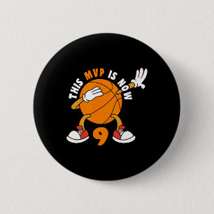 Happy 9 Geburtstag 9 Jahr alt Mvp Bysketbyll 9. Bi Button