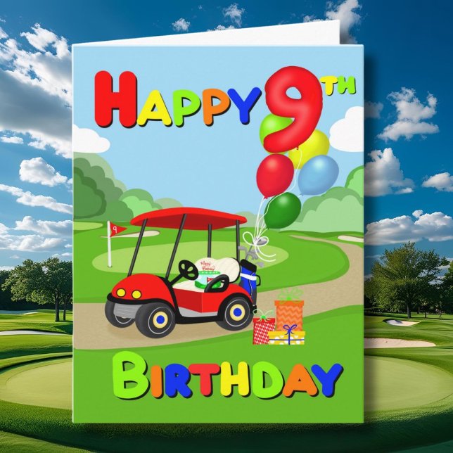 Happy 9. Geburtstag Red Boys Golf Card Karte (Von Creator hochgeladen)