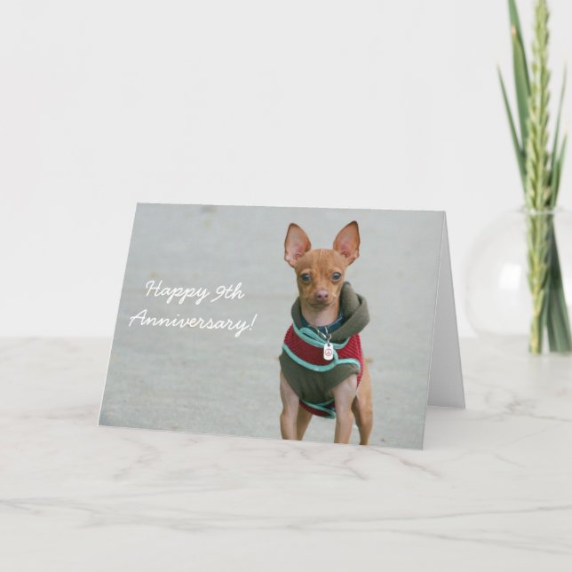 Happy 9. Jubiläum chihuahua Grußkarte Karte (Vorderseite)
