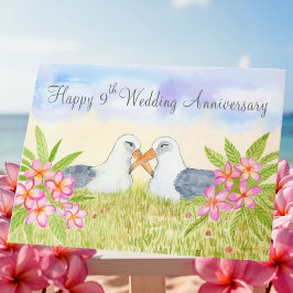 Happy 9th Wedding Anniversary Laysan Albatross Karte