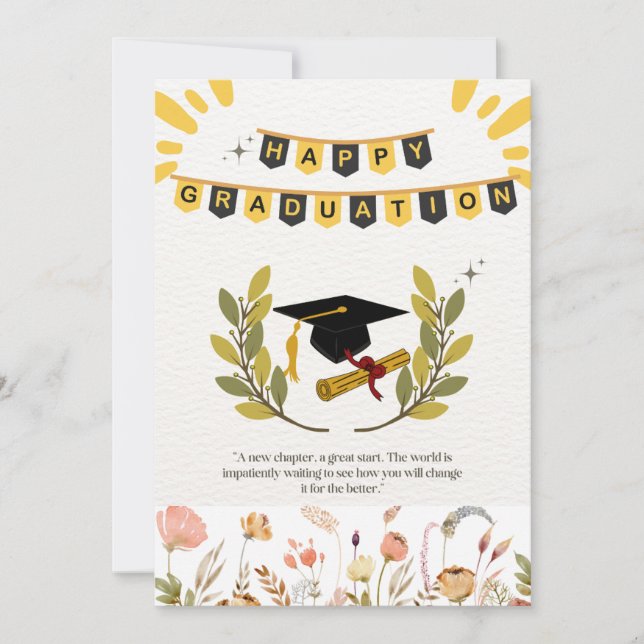 Happy Abschluss Card mit Floral und Tassel Illus (Vorderseite)