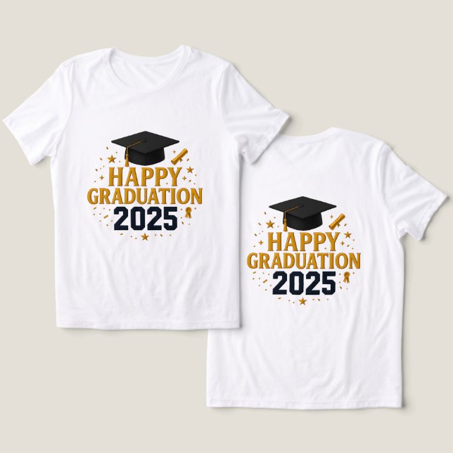 Happy Abschluss Tri-Blend Shirt (Design Vorderseite & Rückseite)