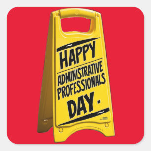 Happy Administrative Professionals Gelbes Zeichen Quadratischer Aufkleber