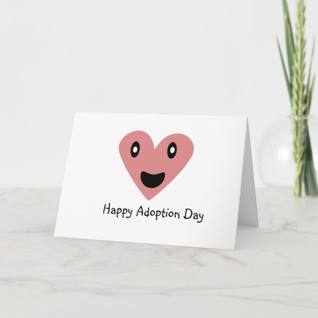Happy Adoption Day Pink Heart Karte (Vorderseite)