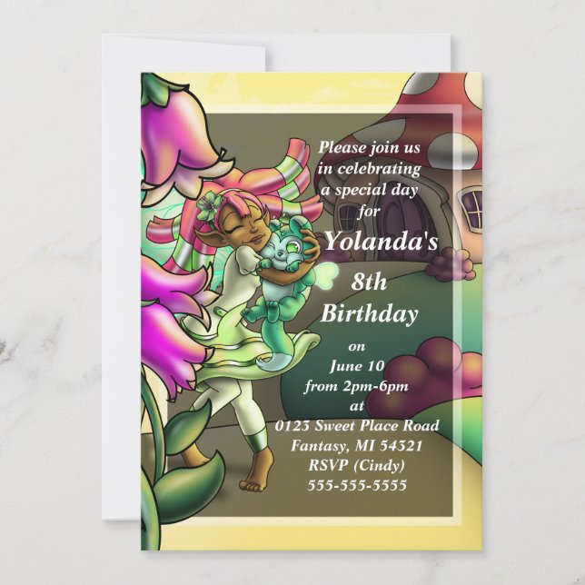 Happy African American Fairy Birthday Party Einladung (Vorderseite)