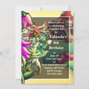 Happy African American Fairy Birthday Party Einladung