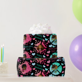 Happy African American Girls Hearts Niedlich Geschenkpapier