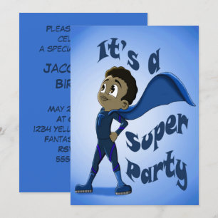 Happy African American Superhero Birthday Einladung