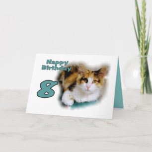 Happy Aighth Birthday Calico Cat Card Karte